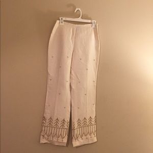 Ann Taylor silk pants with gold beading detail
